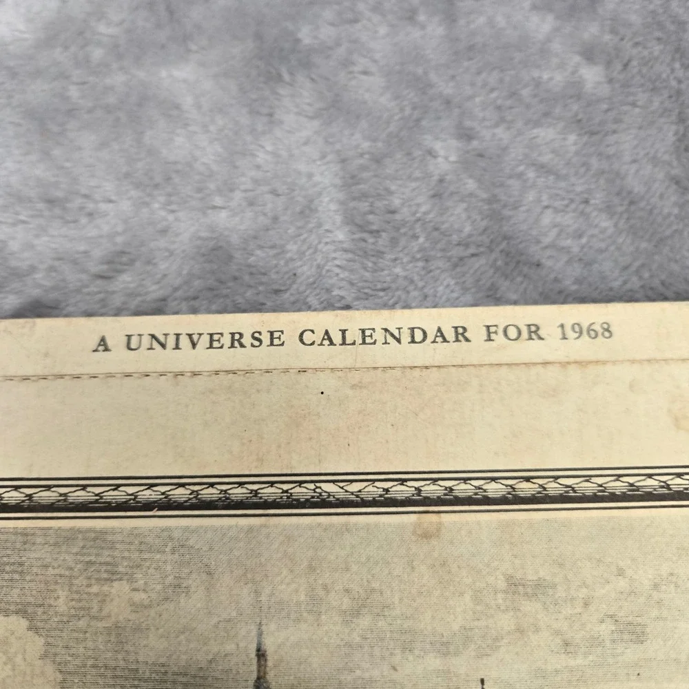 Vintage 1968 A Universe Calendar German Cities Illustrations Hamburg Würzburg